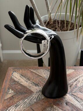 What's Hot Polished Wide Hinged Silver Tone (Lead & Cadmium Free) Cuff Bracelet